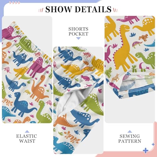 Pajama Pants Sleep Pants Soft Elastic Waist Pajama Lounge Pants Green Purple Dinosaur for 6-14 Years Old4