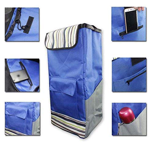 Tragbarer faltbarer Einkaufswagen für Treppen, kleiner Trolley, leichter Lebensmittelwagen, blau, Heimanhänger, leicht zu ziehen, Mehrzweckwagen für Einkaufen und Besorgungen – Bild 5