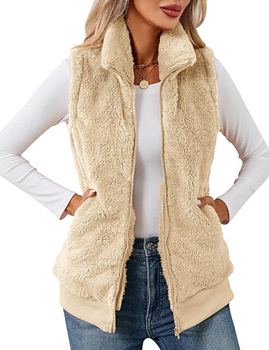 IECCP Fleecejacke Damen Teddy Fleece Weste Damen Herbst Winter...