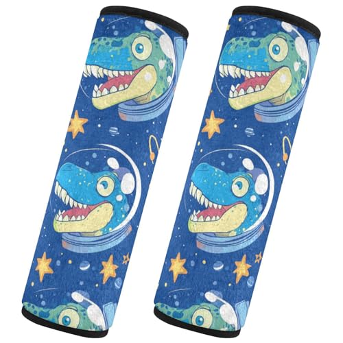 Seat Belt Covers 2 Pack Cartoon Dinosaur Car Seat Strap Covers Super Soft Space Stars Car Seat Neck Cover for Boys Girls Adults Babies S