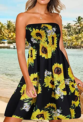 Image of Zyyfly Womens Summer Beach Dresses Strapless Cover Ups Dress Tube Top Sundresses