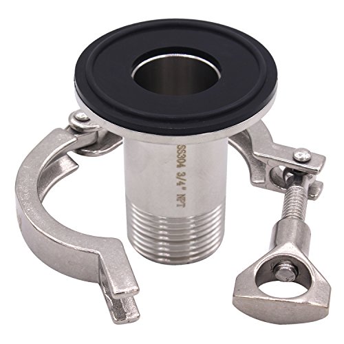 Image of DERNORD 2 Pcs Sanitary Male Threaded Ferrule Pipe Fittings + SUS304 Tri-clamp (Tri-clover Clamp) + FKM Gasket (Male Threaded Pipe Size:3 /4 Inch DN20)
