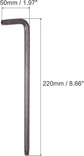 Miniatura 2 de uxcell T50 Anti manipulación Torx Star Key Bit Llave, forma de L brazo largo de 8.66 pulgadas, acero S2