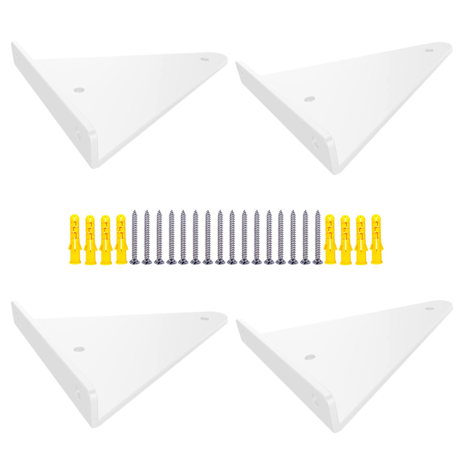 4 Pezzi Staffe per Mensole in Ferro Massiccio Pesanti Staffe Triangolari Invisibili Bianche Supporti Hardware per Decorazione da Parete, per Balcone, Giardino, Cucina (Length 230mm)