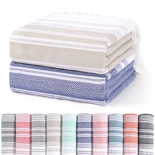 2 Pack Ginat Turkish Beach Towels Boho Beach Throw Blankets Large Camping Blankets Anti Resistant Sand Free Quick Dry Lightweight Travel Essentials XL Big Huge Glamping Tent Gear Must Haves