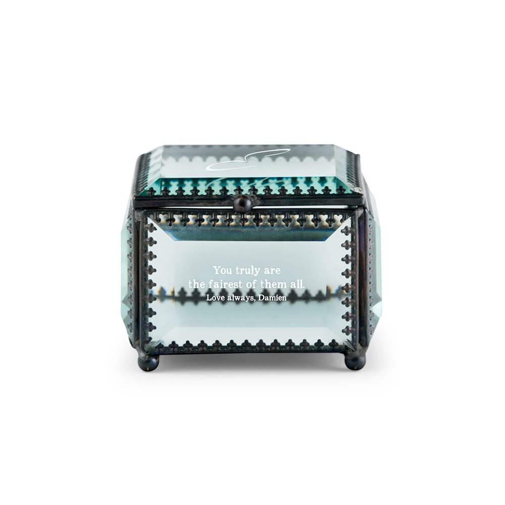 Weddingstar Small Customized Vintage Glass Jewellery Box - Custom Text Engraving