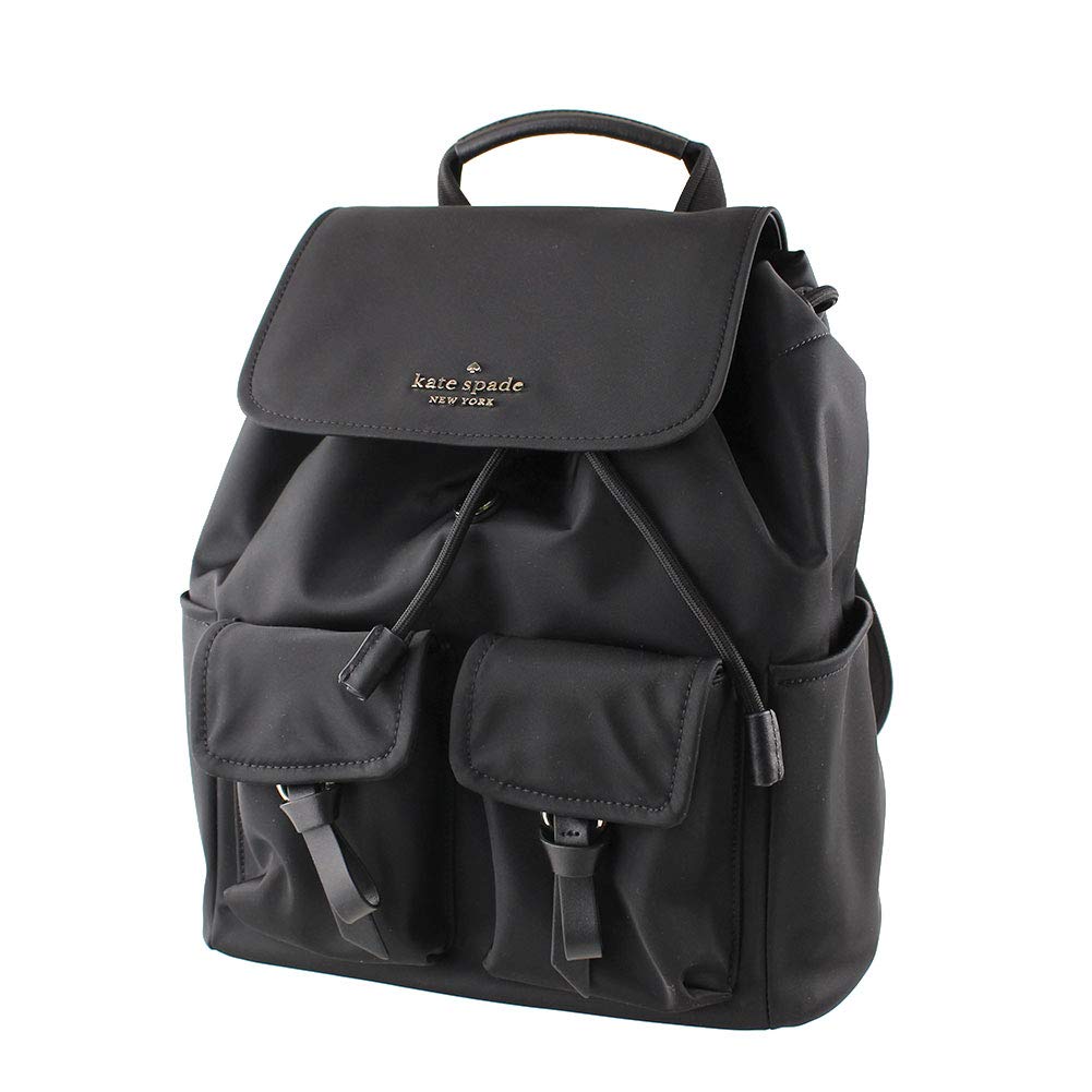 Kate Spade Flap Backpack Carley Nylon Black 12"x11"x6"