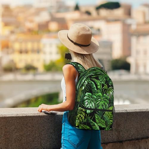 Green Tropical Palm Leaves Kids Backpack, Lightweight School Bookbag Large Capacity Laptop Backpack Water Resistant Daypack Shoulder Bag for Teenager Boys Girls4