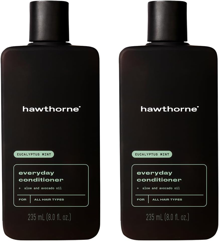 Hawthorne Everyday Conditioner For Men. Mens Conditioner For Stronger, Smoother, Healthier Hair with Plant-Derived Glycerin. Mint and Eucalyptus Scent. Natural, Sulfate Free, Paraben Free. 2-Pack.
