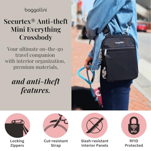 Baggallini Securtex® Anti-theft Mini Everything Crossbody Bag, 6.3"x8.25" Rfid, Locking Zippers & Cut-resistant Strap2