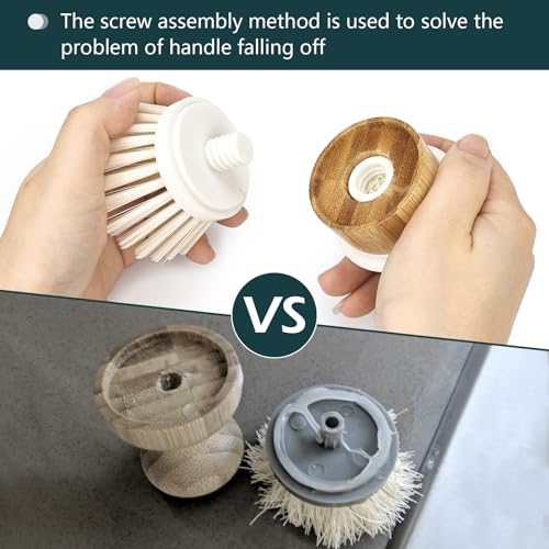 Image of Bamboo Scrub Wooden Dish Brush - Bamboo Dish Brush,Bamboo Scrubber for Dishes, Palm Brush Dish Scrubber for Cleaning Dishes, Kitchen Utensils etc.