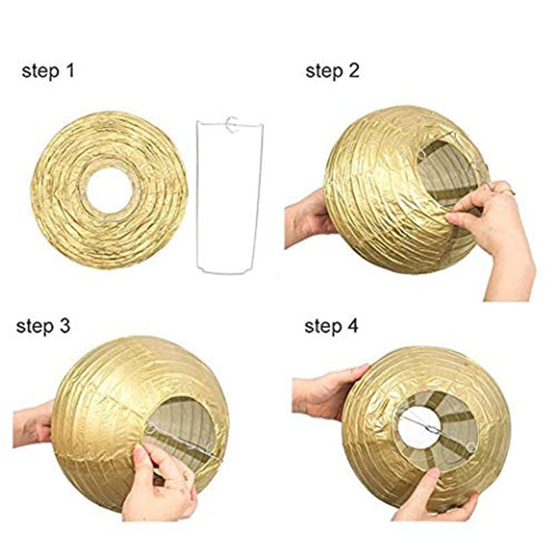 Papierlaternen 30 stücke 6 "-14" weiß Gold Papier lampion hochzeitspapier Laterne Laterne Indoor Outdoor Party Event hängen DIY dekor