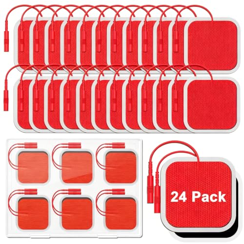 Image of 24 Pack 2''X2'' Large TENS Unit Electrode Pads, Red
