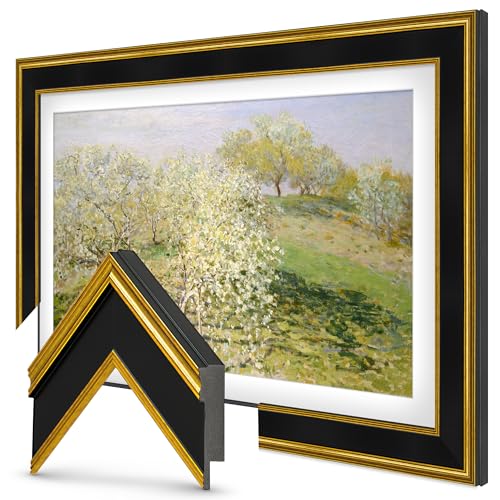 Antique Gold & Black 3' Color Chip Premiere Deco TV Frame (32',43',50',55',65',75',85') Compatible ONLY with Samsung The Frame and Pro TVs (Fits 2021-2026, LS03A, LS03B, LS03C, LS03D, LS03FA, LS03FW)