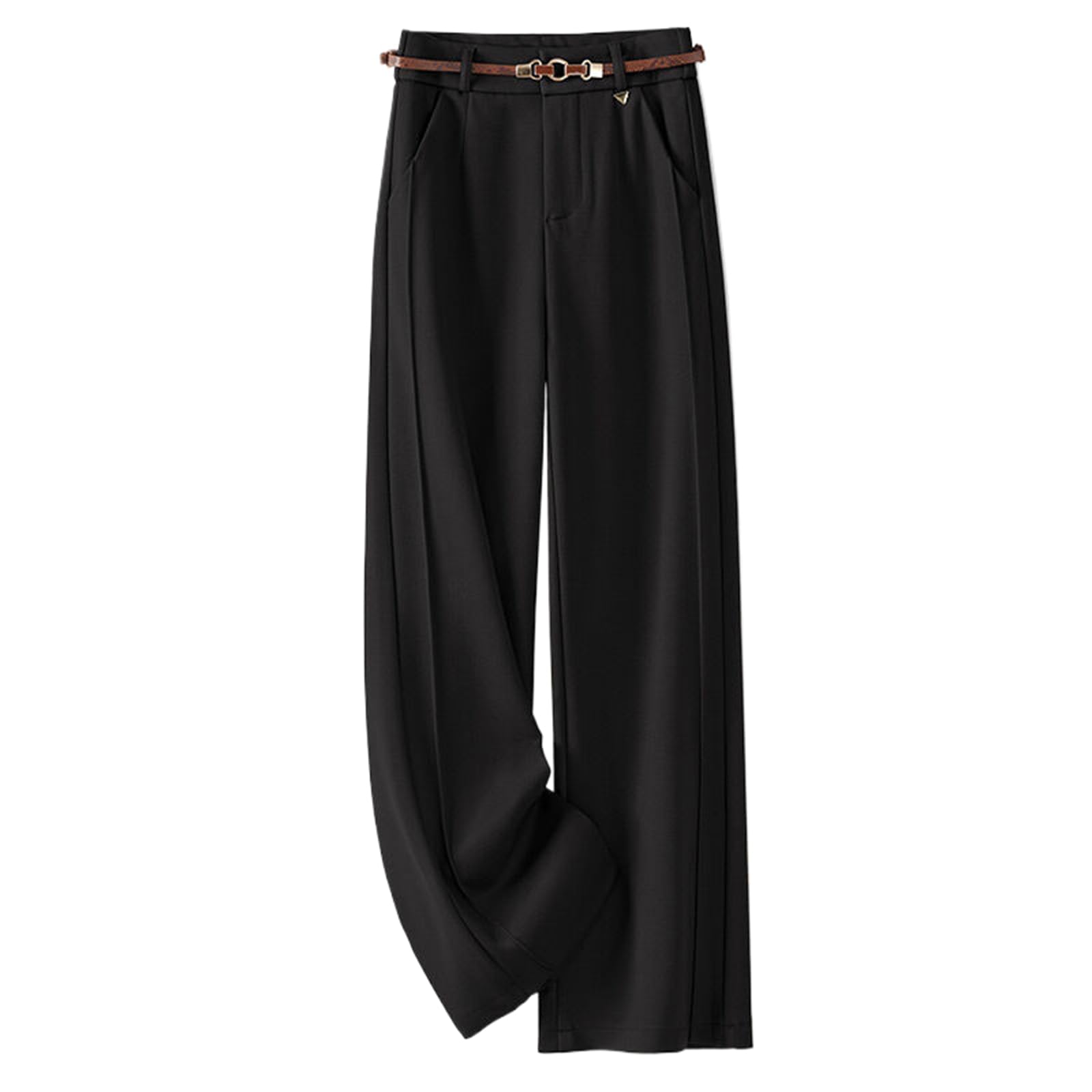 Woolen Wide-Leg Pants Womens Autumn Winter Thick Trousers Casual Straight-Leg Pants