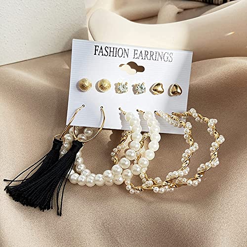 Image of Shining Diva Fashion Stylish Combo Design 6 Pairs Metal Earrings for Women and Girls (F12787er)