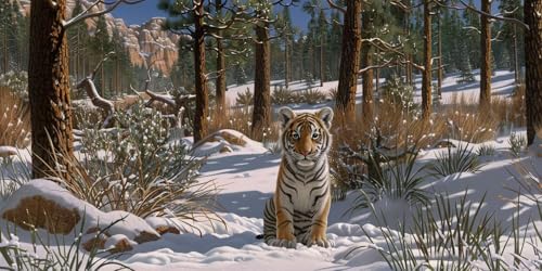 Peinture Diamond Enfant et Adulte Kit Mosaïque pour Décoration Salon Modèle Tigre de Neige 5D