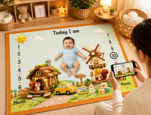 Image of NEW COMERS Milestone Baby Blanket for All Season Play Mat, Super Soft Foam | 3 Layer Thick Mat Blankets for Kids /New Born Monthly Photoshoot