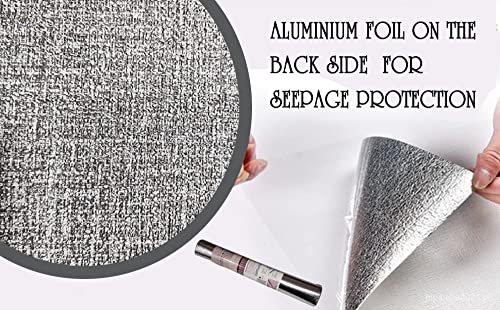 Image of Linen Wallpaper for Walls Sticker Roll (3 Pcs) I 3D Foam Wallpaper for Full Wall, Wood Furniture I Fabric Textured, Waterproof, Large (Dark Grey; 3 Pieces of 3 Meter X 0.7 Meter Each)