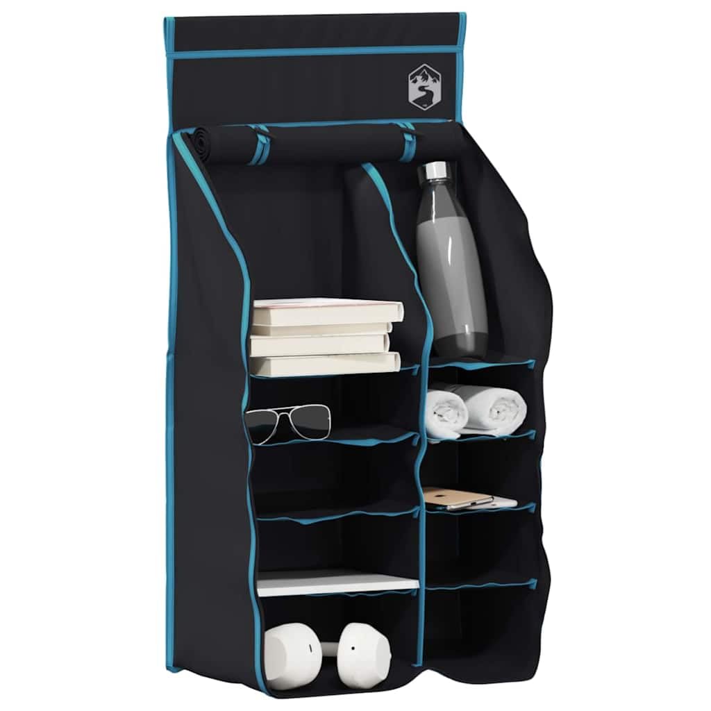 Hängender Zeltorganizer mit 10 Taschen aus Oxford-Gewebe, 40,5 x 25 x 80 cm, faltbar mit Reißverschluss, Ösen und Klettverschluss, Camping Zubehör für Outdoor, Wandern, Trekking, Festival
