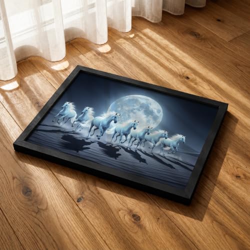 Image of Suneree 7 Horse Vastu Wall Painting (Landscape Collection) (Natural, Design 18, 33L x 25W cm)