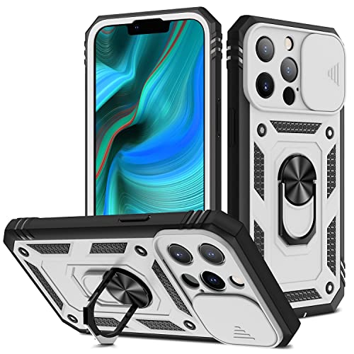 Duanmuci Heavy Duty mit Kamera 360 Grad drehbarer Ständer Robuste stoßfeste Abdeckung for iPhone 14 14 Pro Max (Farbe : Silber, Size : 14 Pro)