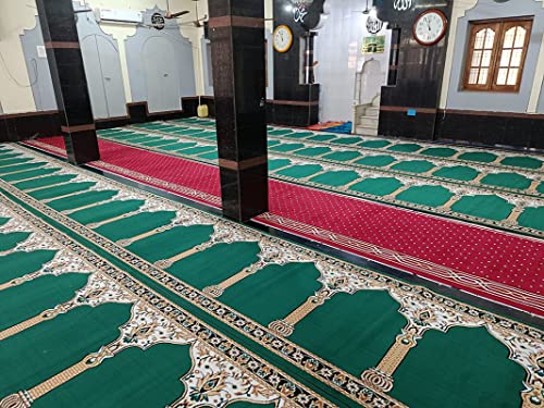 Image of Sifa Carpet Hand Washable Zanamaz Prayer Carpet for Masjid(Mosque) - 4x25 Feet Green Color