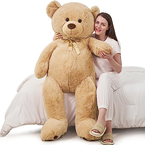 Tezituor 5 Feet Giant Teddy Bear Stuffed Animals - Life Size Large Plush Teddy Bear With Footprints - Fluffy Hug Big Plush Teddy Bear Valentines Day Gift For Girlfriend Kids, Brown #TOP5