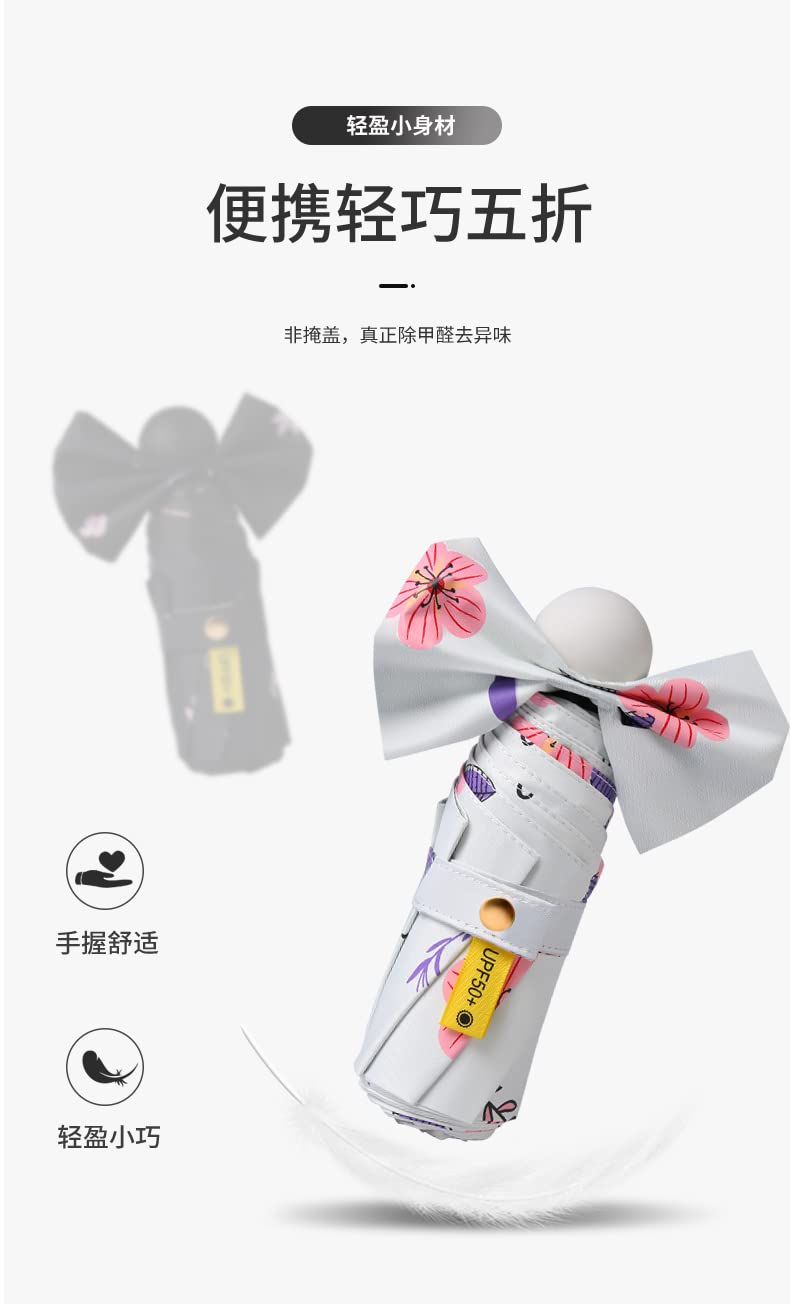 Parapluie Sun-Parapluie pour Femme Sunscreen Protection UV Protection UV Compact Portable Portable Parapluie Soleil Et Pluie Dual-Usage-O