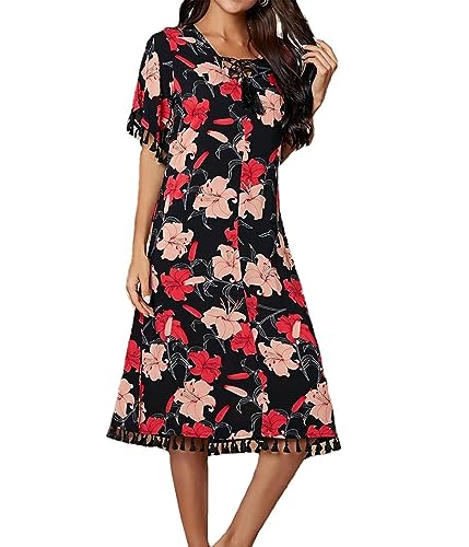 Chemise de nuit col rond anti-frottement pour un sommeil frais et décontracté