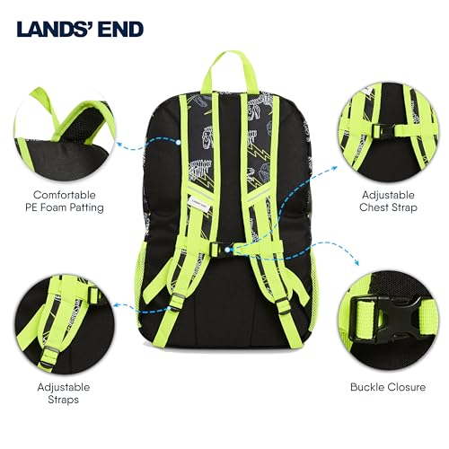 Image of Lands' End Unisex Kids Large ClassMate Lightweight Durable Elementary School Backpack, Black Highlight