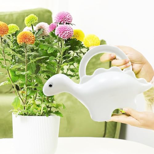 Image of Amazon Brand - Umi Dinosaur Shape Kids Watering Can 1 Litre Plastic Garden Watering Can Toy for Children Lightweight Easy Pour Water Can for Indoor Outdoor Plants Gardening Gift for Boys Girls (White)