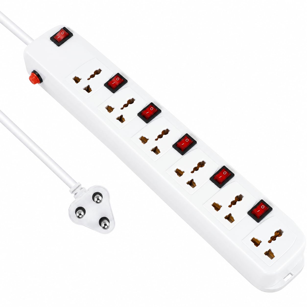 Power Strip Extension Board with Individual Switches, Universal Socket Multi Plug Board with Long Wire, 5 Amp 6 Universal Sockets with Individual Switch, Wall Mount Hole Design-picture-15