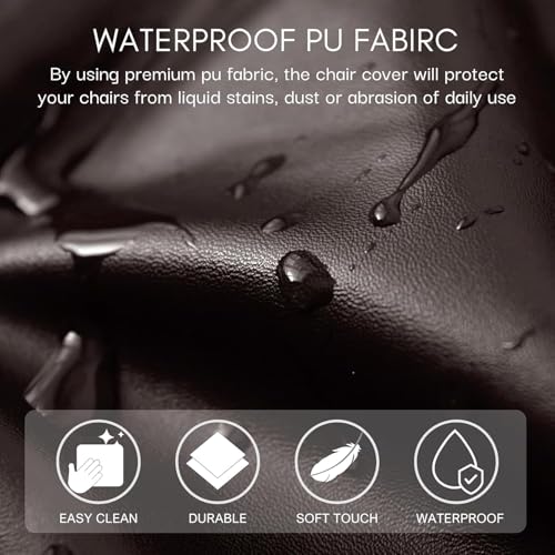 Image of SearchI Waterproof Dining Bench Cover, Stretch Washable Long Bench Seat Covers, Rectangle Dining Table Bench Slipover for Dining Room, Living Room, Kitchen(Pu Chocolate)