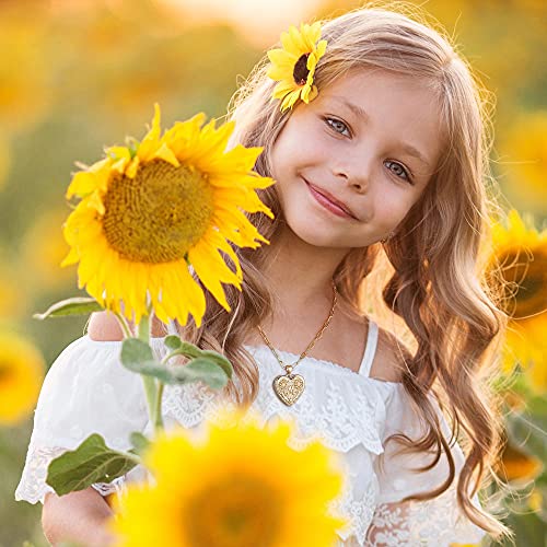 Ursilver Locket Necklace For Women Girls, 14K Gold Plated Initial A Picture Locket Necklace For Women You Are My Sunshine Necklace Sunflower Heart Locket Necklaces For Girls Jewelry Gifts #TOP2