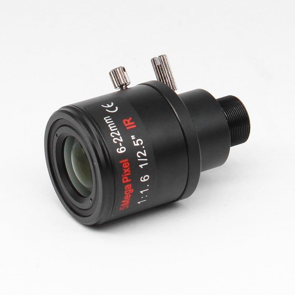 6-22mm 5MP M12 Mount Varifocal Lens F1.6 Manueller Zoom Objektiv High-Definition Netzwerk-Objektiv für 5MP-Sicherheitskameras Ohne Filter