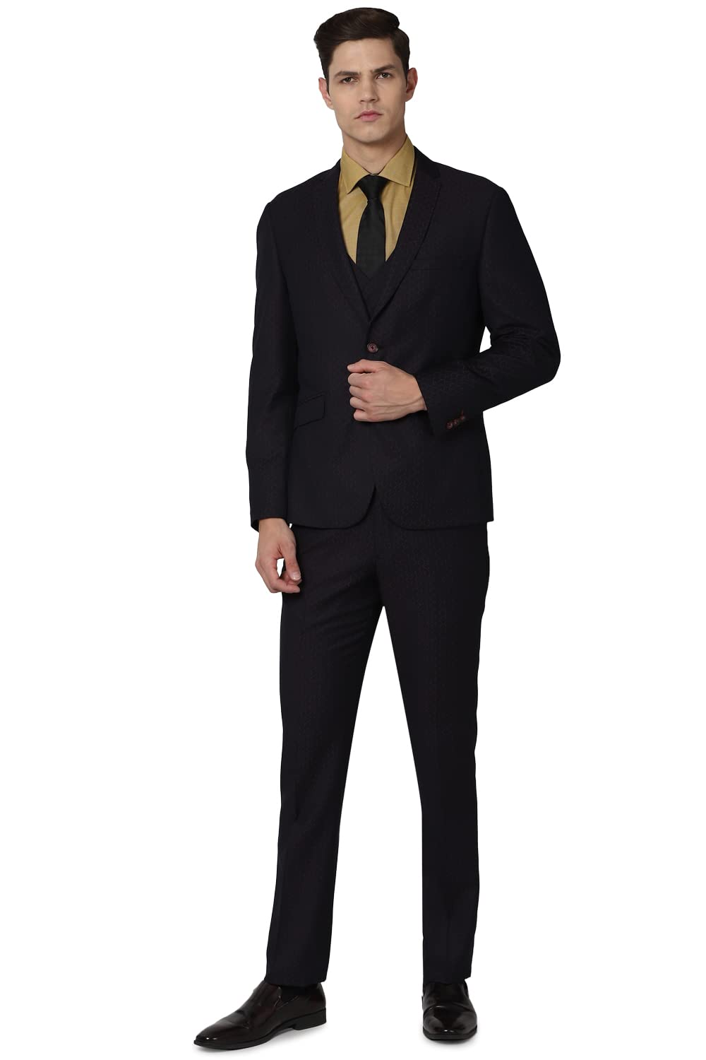 van heusen Men's Polyester Blend Black Two Piece Suit Business Pants Set-picture-26