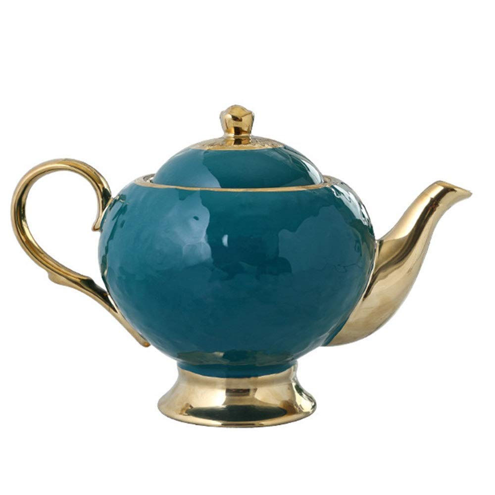 XINGYU Zestawy do herbaty zawierające 6 szt. filiżanki do herbaty i łyżki z czajnikiem ceramiczna taca kreatywna luksusowa złota wykończenie ceramiczny zestaw filiżanek do herbaty do domu i biura kawa herbata przyjęcie do domu