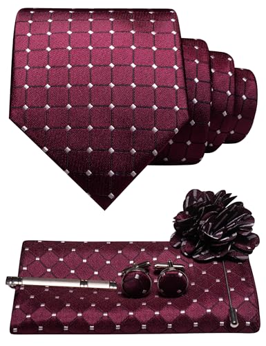 Image of JEMYGINS Mens Tie and Lapel Pin Necktie Pocket Square Cufflinks and Tie Clip Sets for Business Casual 5PCS