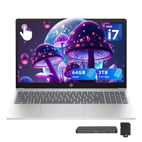 HP 15.6�C���` FHD �^�b�`�X�N���[���m�[�g�p�\�R���AIntel i7-1355U�A64GB RAM�A3TB�X�g���[�W(2TB SSD+1TB�h�b�L���O�X�e�[�V�����Z�b�g)�AIntel Iris Xe Graphics�A�i���o�[�p�b�h�A720p H