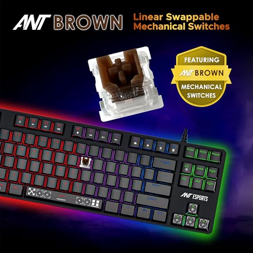 Image of Ant Esports Thunder20 Wired Mechanical Gaming Keyboard and Mouse Combo | TKL Keyboard Rainbow Backlight 26Anti-Ghosting Keys, 6-Button 3600DPI Mouse | USB | PC /Laptop Compatible Brown Switch Black