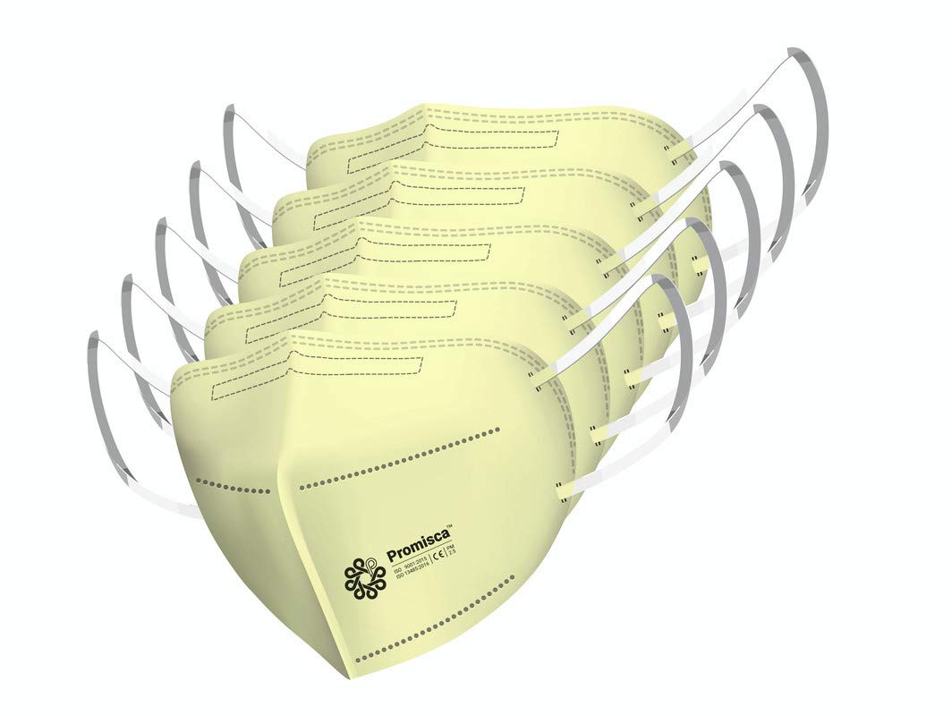 Promisca N95 Reusable Face Mask, Protective 5 Layered Filtration with Meltblown & Hot Air Cotton Layers (Pack of 5, Lemon Yellow) for Men Women and Children, Without Valve (B08R7SMGHT) Amazon Price History, Amazon Price Tracker