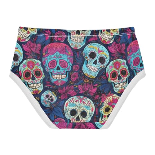 Joisal Colorful Skulls Flowers Dark Blue Toddlers Underwear Floral 2t Cotton Cute Panties Girl Florals Undies Kids Briefs2