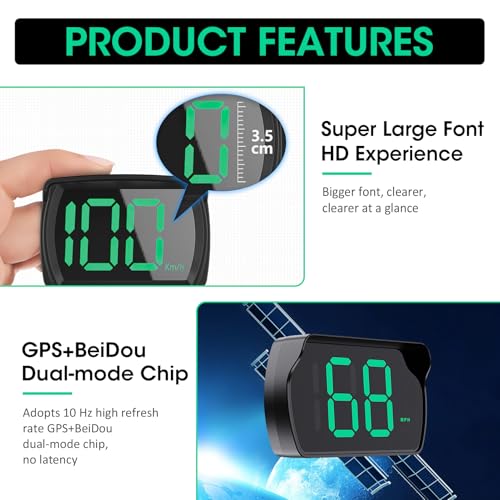 image for GUGUMO 2 Pack GPS Digital Speedometer for Car MPH, Universal HUD Speed
