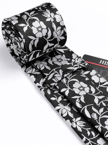 Image of HISDERN Mens Ties Solid Color Tie and Pocket Square Set Classic Woven Formal Neckties & Handkerchief Wedding Party