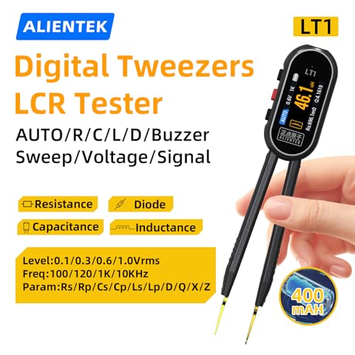 Image of LT1 Mini LCR Meter Tweezer,10KHz Smart SMD Tester,Multimeter, ESR Meter, Tester for Resistor Capacitor Inductance Voltage Frequency Diode,400mAH Battery,Automatic Component Recognition
