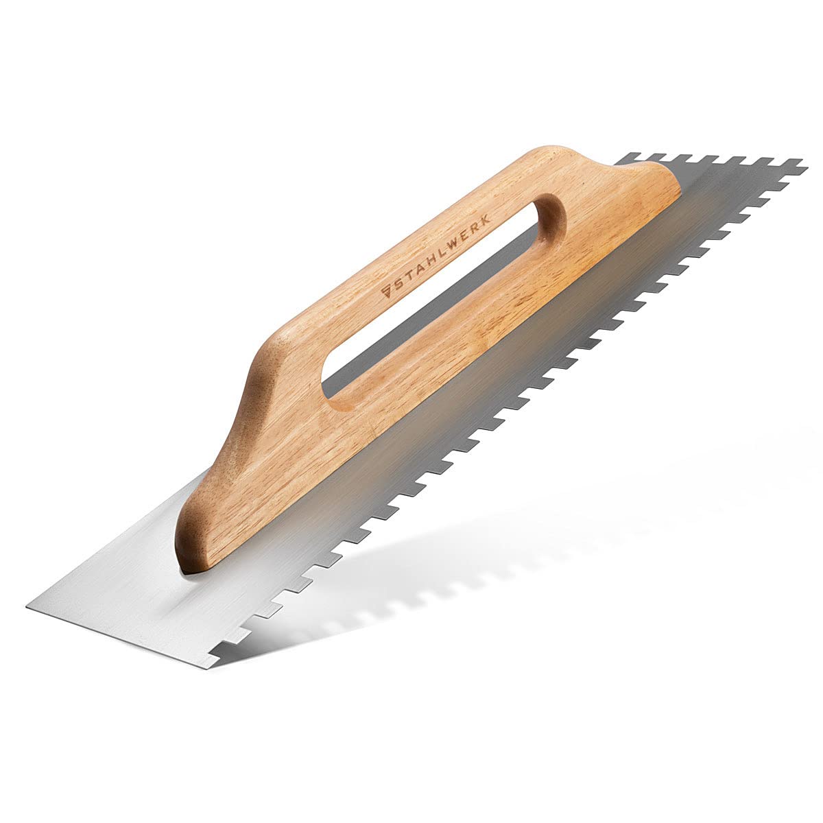 STAHLWERK Two-Hand Smoothing Trowel 140 x 500 mm, 10 mm Rectangular Serration, High Quality Professional Carbon Steel Smoothing Trowel / Trowel / Smoothing Trowel / Swiss Trowel