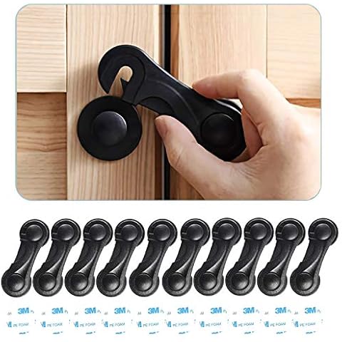 Cabinet Locks - Child Safety Locks 10 Pack - Baby Proofing Cabinet Lock for Protecting Child&Baby from Reaching to Drawers, Cabinets, Toilet Seat, Refrigerator, Trash Can, Oven Microwave, etc (Black) Cover
