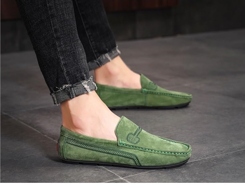 Men's Loafers Shoes Faux Leather Stitching Details Suede Vamp Rubber Sole Flexible Lightweight Comfortable Classic Slip On4