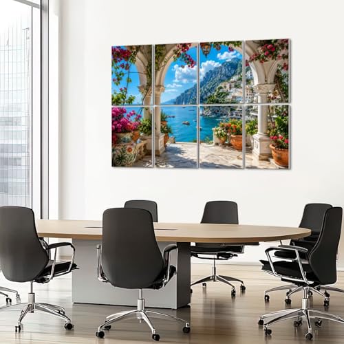8 Pack Paneles Acústicos Decorativos Absorbentes de Sonido con Diseño Mediterráneo y Adhesivo para Estudios y Oficinas 48"x32" miniatura 7